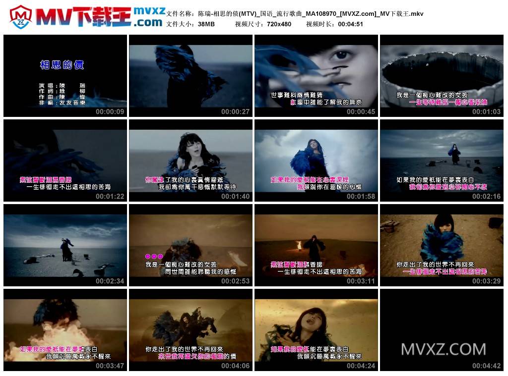 陈瑞-相思的债(MTV)_国语_流行歌曲_MA108970